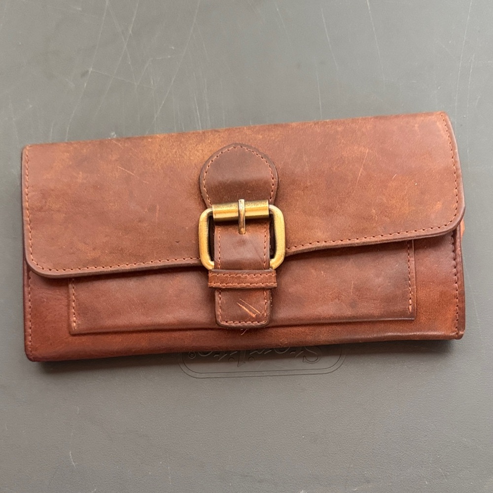 Brown Leather Buckle Wallet